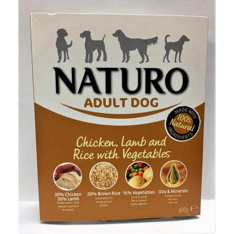 NATURO ADULT POLLO CORDERO&ARROZ INT.400GRS.